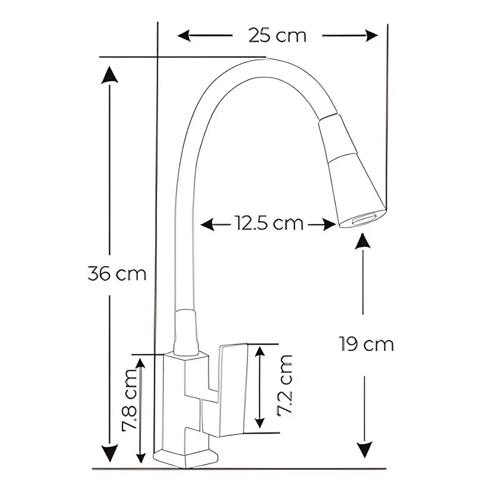 Llave de Cocina Negro Mate Acero Inoxidable 5