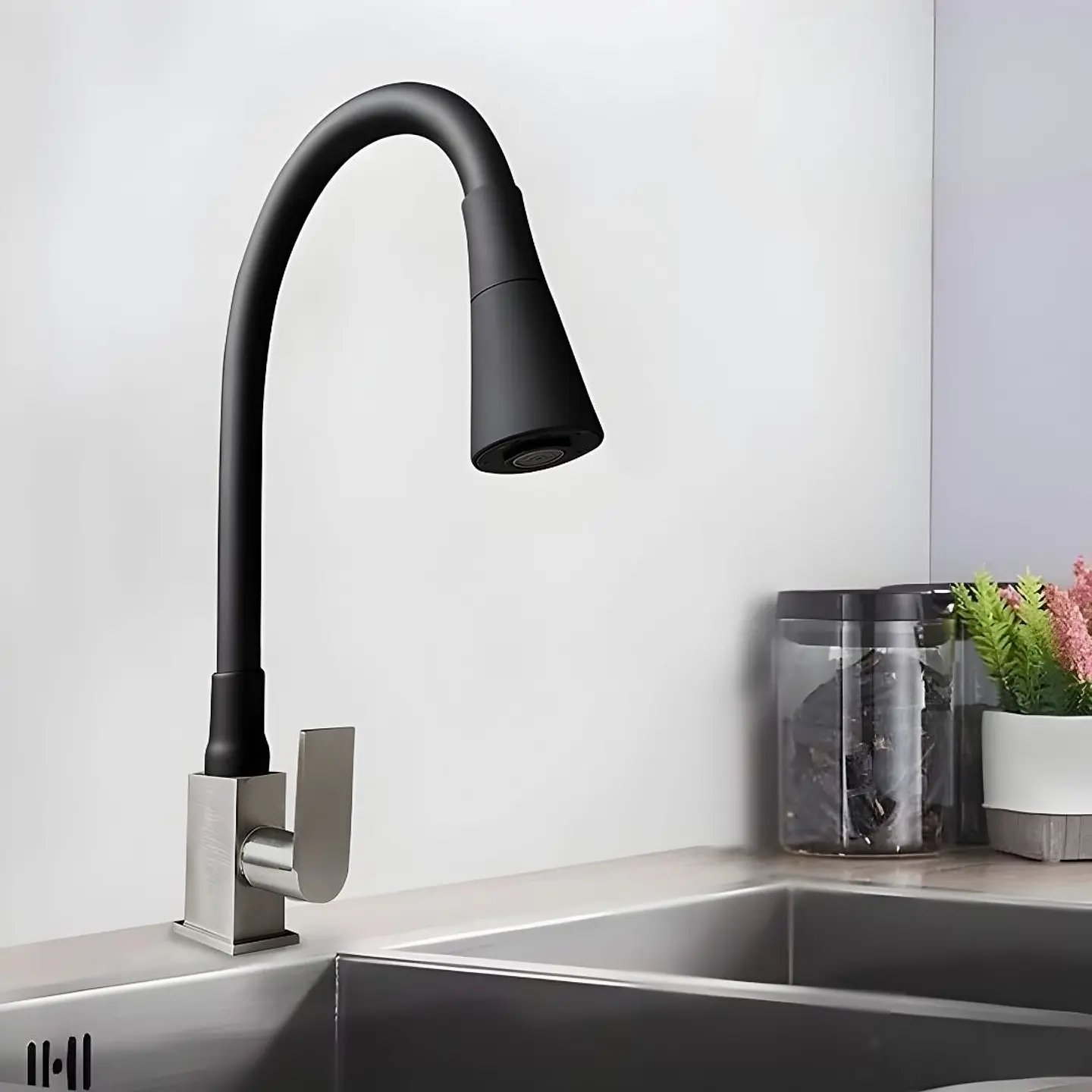Llave de Cocina Negro Mate Acero Inoxidable 2