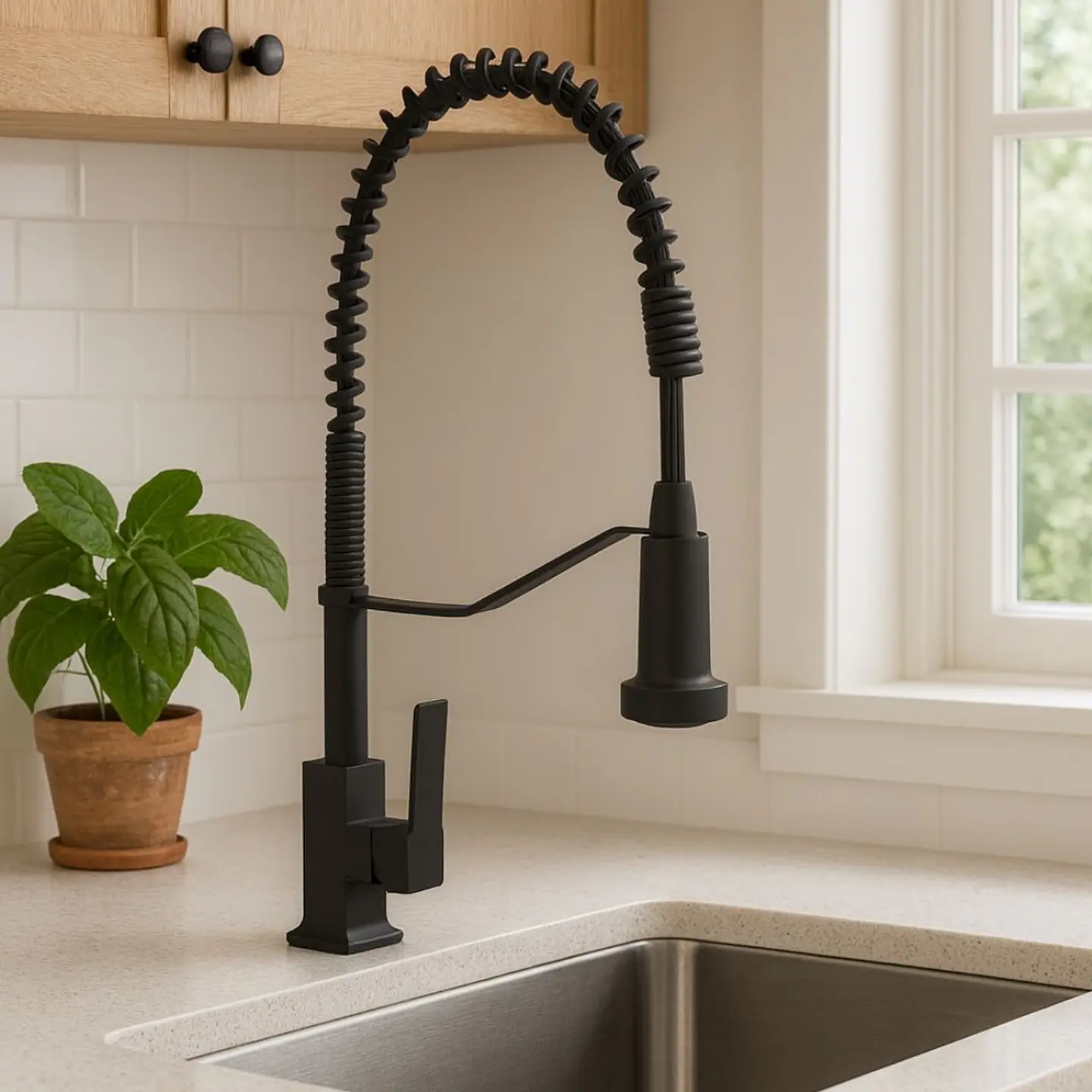 Llave Ganso de Cocina Negro Mate 2