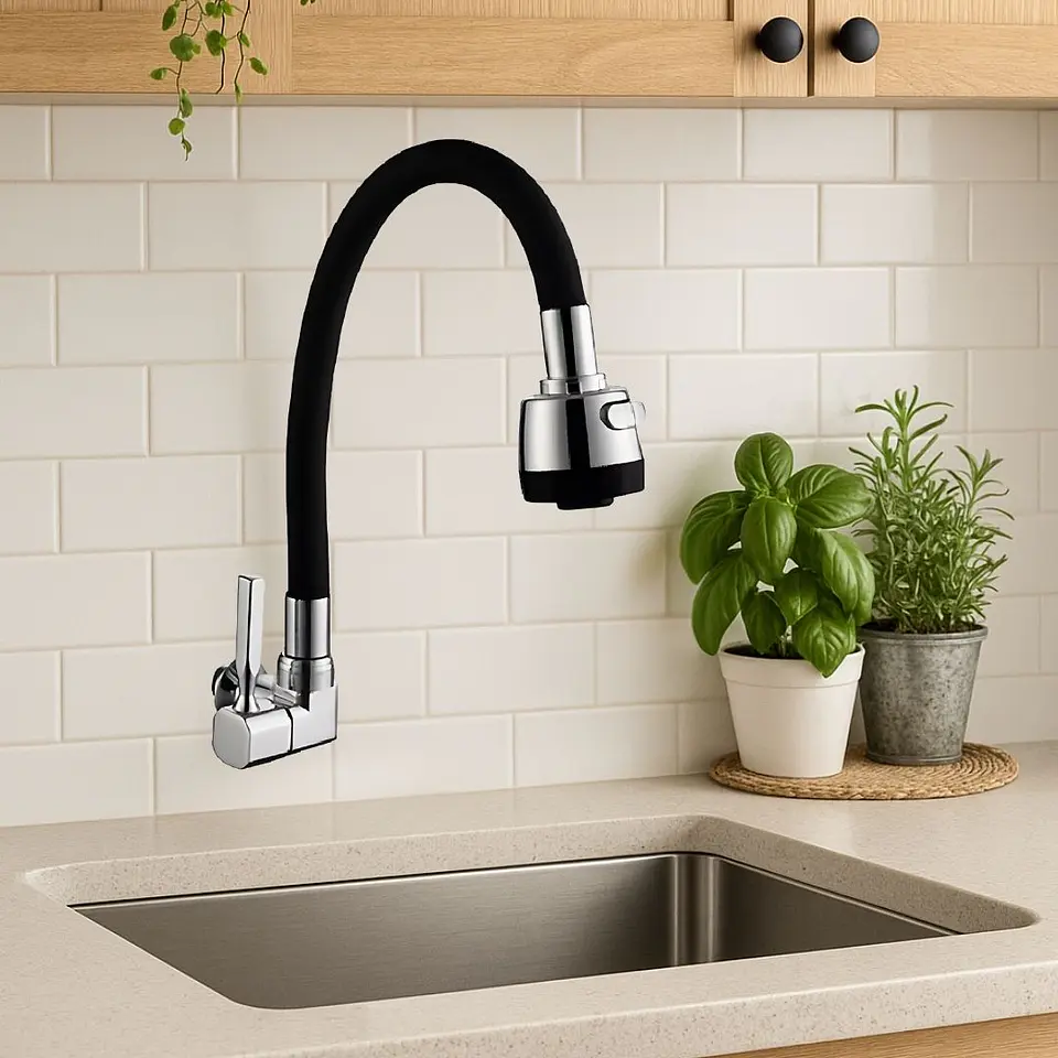 Llave Ganso Negro Cromado 2