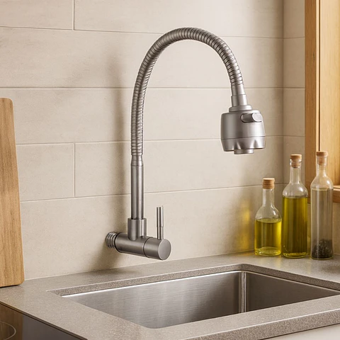 Llave Ganso Mate Acero Inoxidable 