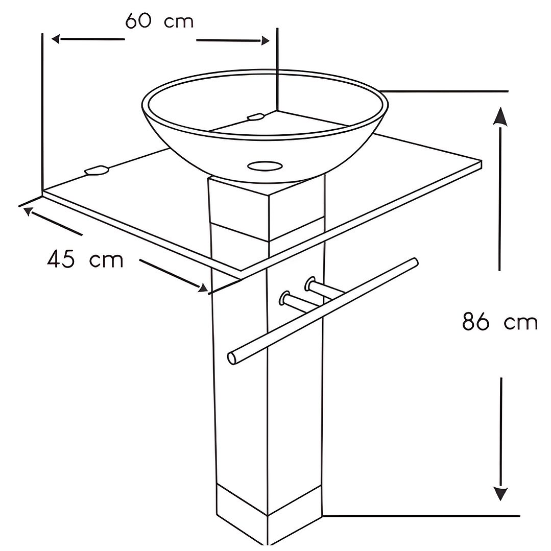 Lavabo de Baño Alto Vidrio Templado  3
