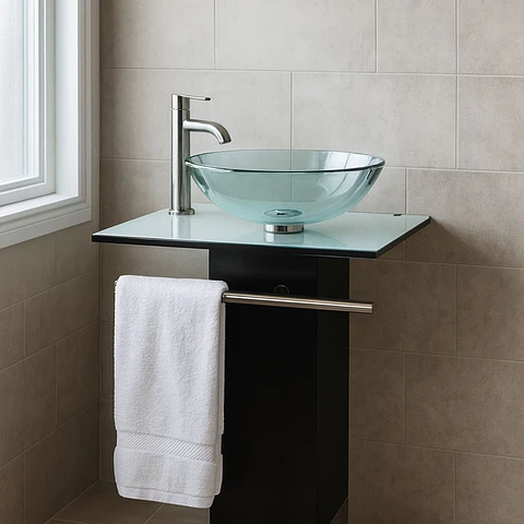 Lavabo de Baño Alto Vidrio Templado 