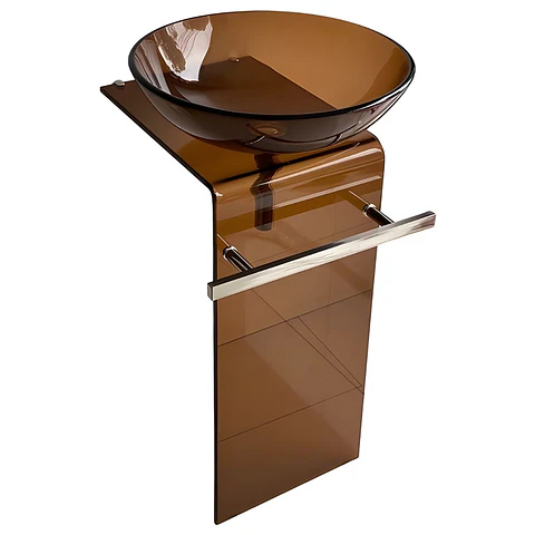  Lavabo Marrón Pedestal de Vidrio 