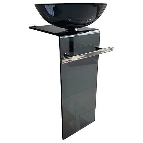 Lavabo Pedestal Gris de Vidrio