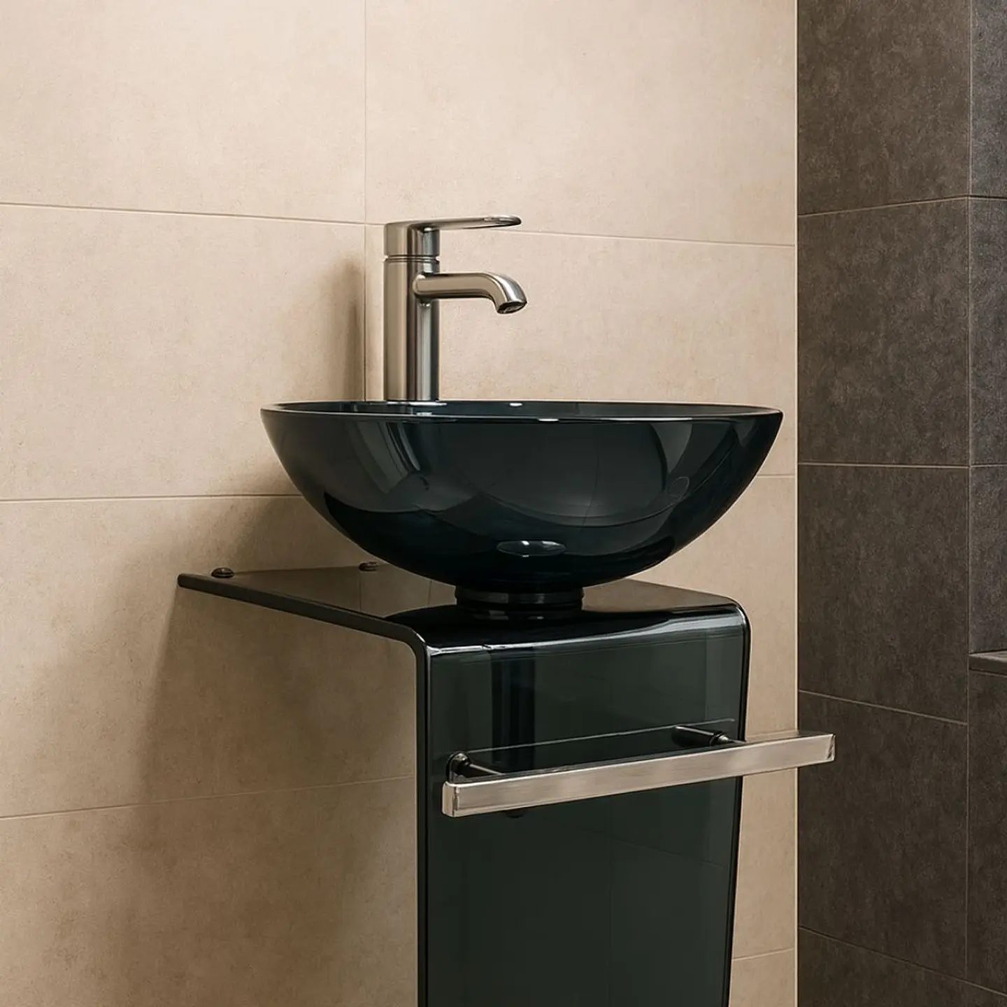 Lavabo Pedestal Gris de Vidrio 2