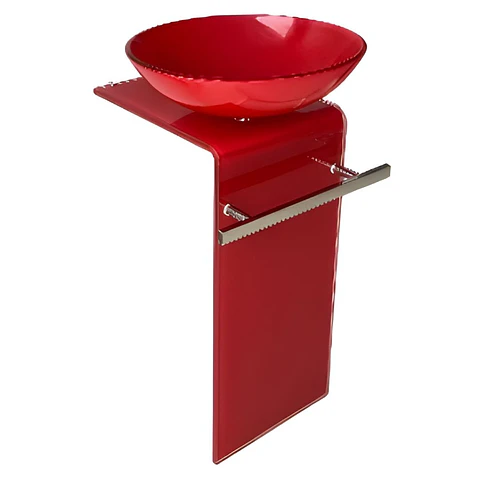 Lavabo Pedestal Rojo de Vidrio 