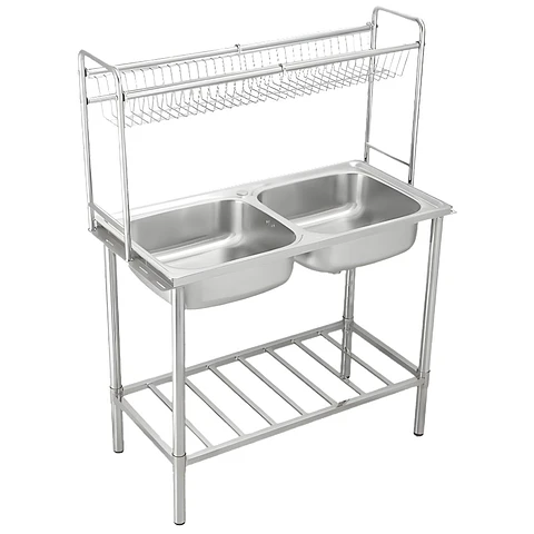 Lavadero Doble Poza de Acero Inoxidable con Escurridor Superior - SG-10050B1