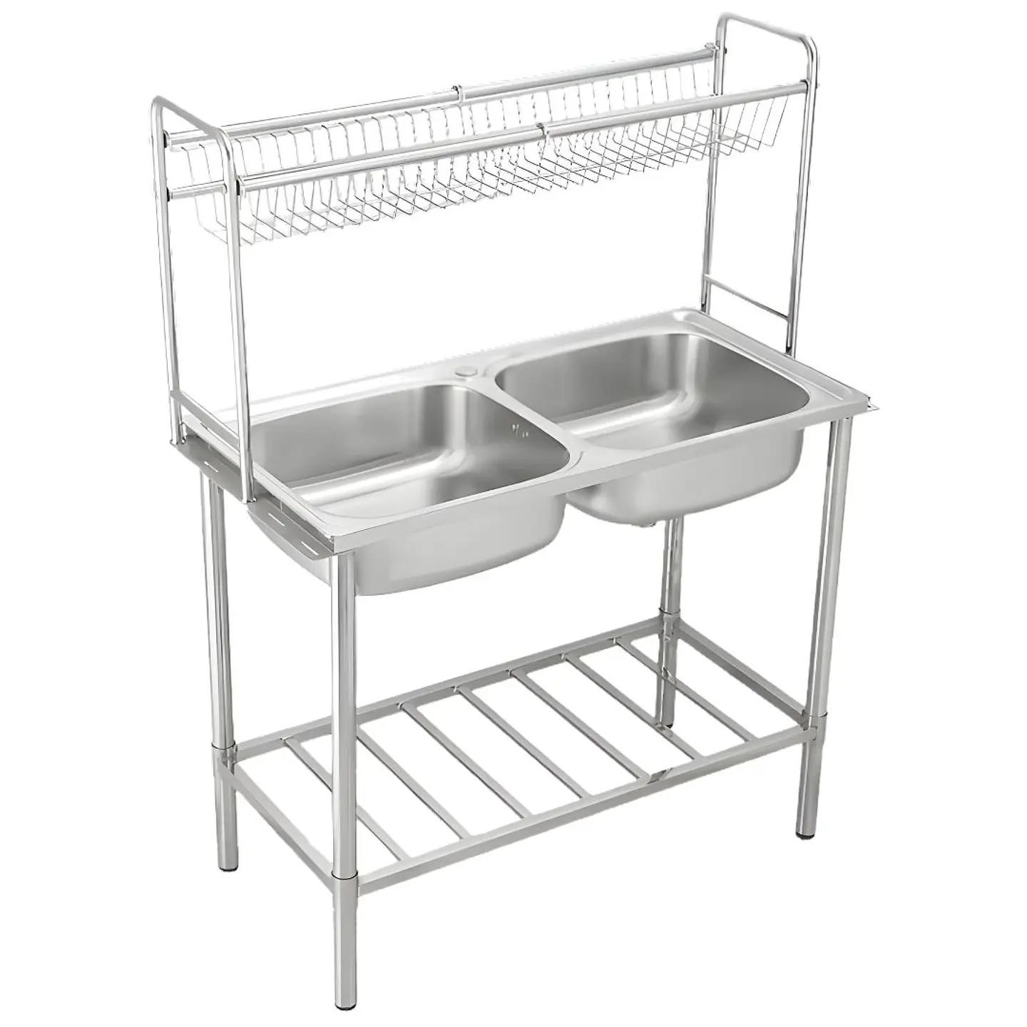 Lavadero Doble Poza de Acero Inoxidable con Escurridor Superior - SG-10050B1 1