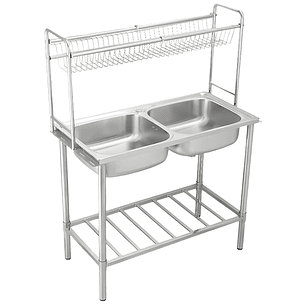 Lavadero Doble Poza de Acero Inoxidable con Escurridor Superior - SG-10050B1