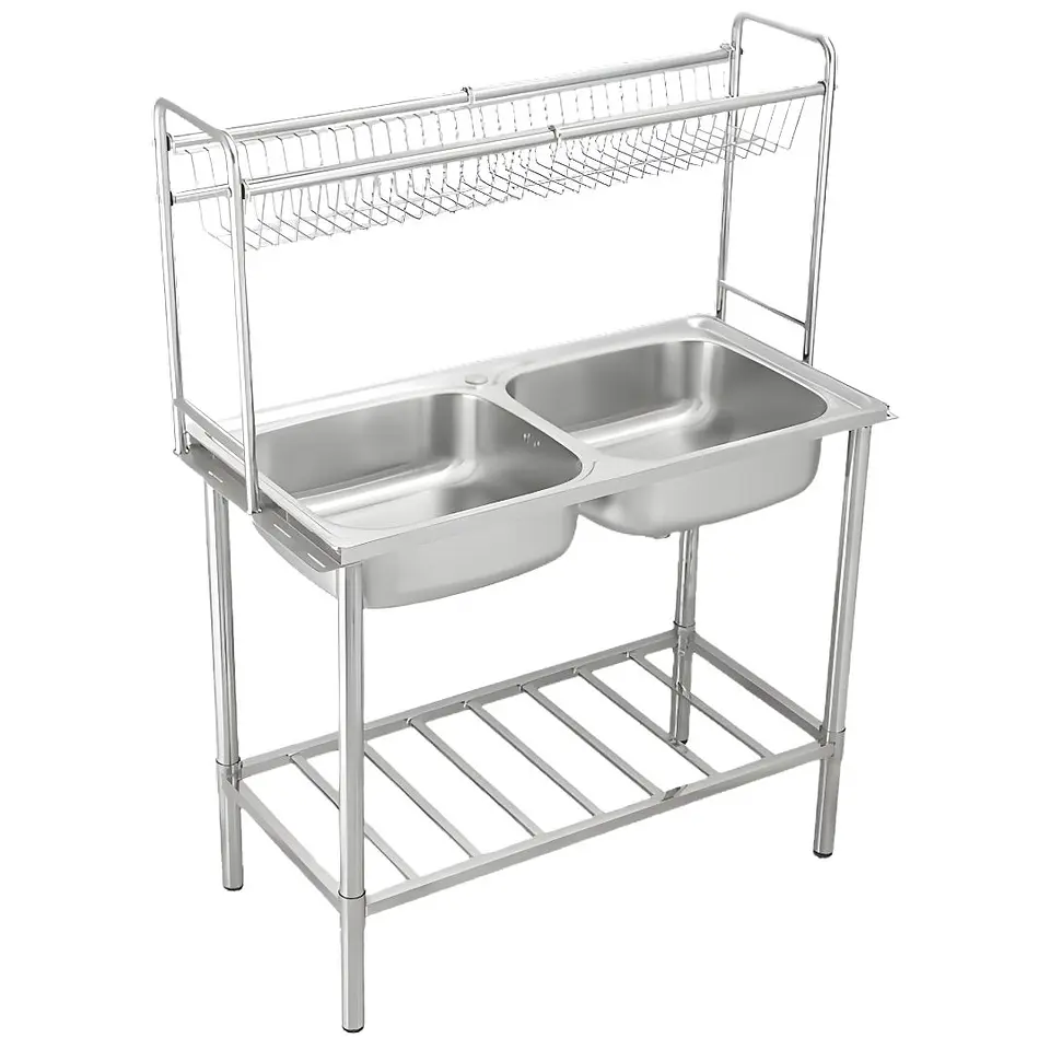 Lavadero Doble Poza de Acero Inoxidable con Escurridor Superior - SG-10050B1 1
