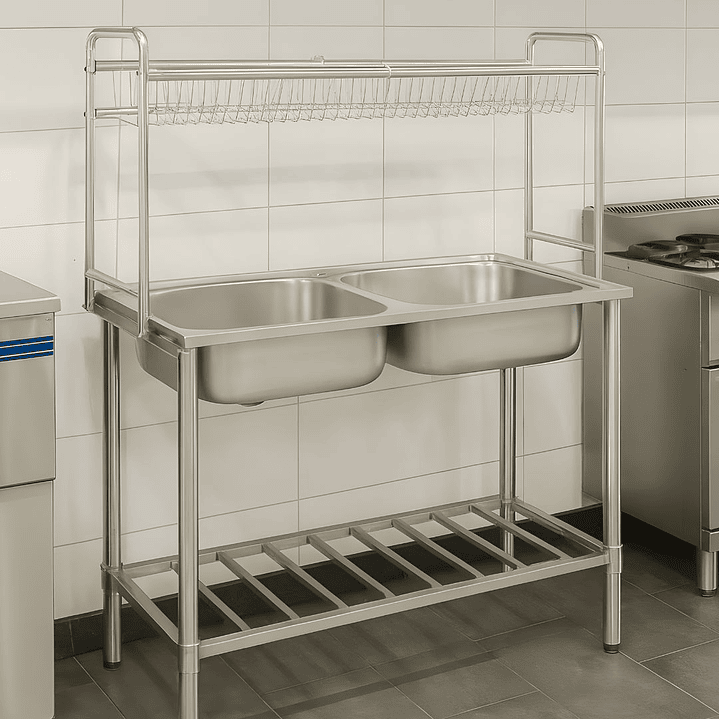 Lavadero Doble Poza de Acero Inoxidable con Escurridor Superior - SG-10050B1 2