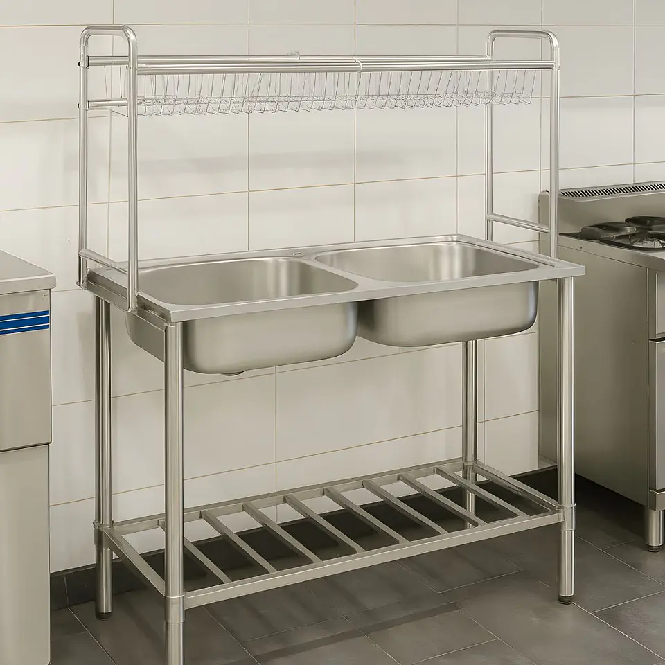 Lavadero Doble Poza de Acero Inoxidable con Escurridor Superior - SG-10050B1 2
