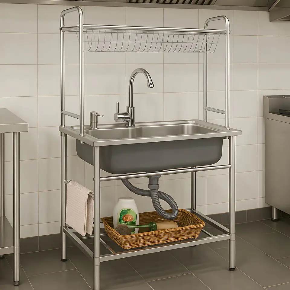 Lavadero 1 Poza de Acero Inoxidable con Rack Escurridor – SG-7545AR1 2