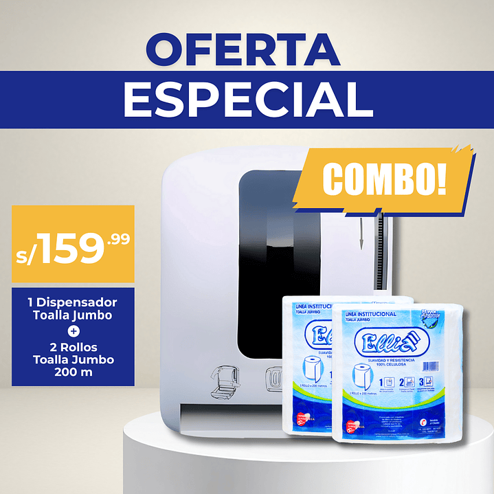 Combo Dispensador con Palanca + 2 Rollos Jumbo 1