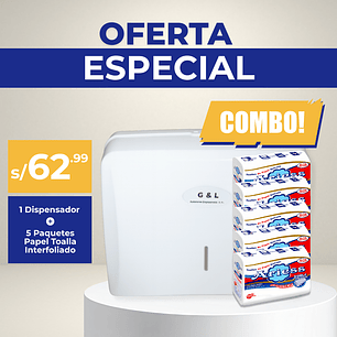 Combo Dispensador + 5 Toalla Interfoliada Ariess
