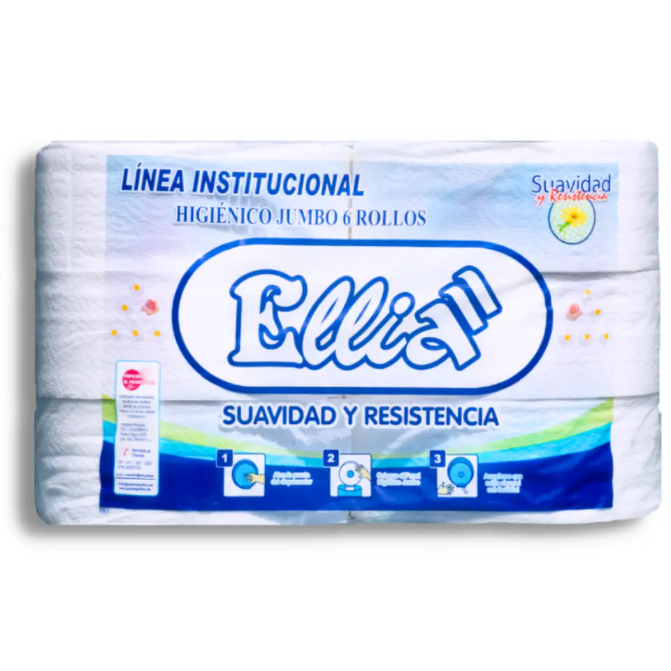 Combo Dispensador Acero Inoxidable + 6 Rollos Ellia 300 m 2