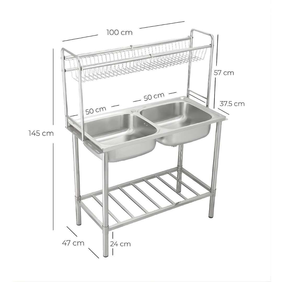 Lavadero Doble Poza de Acero Inoxidable con Escurridor Superior - SG-10050B1 3