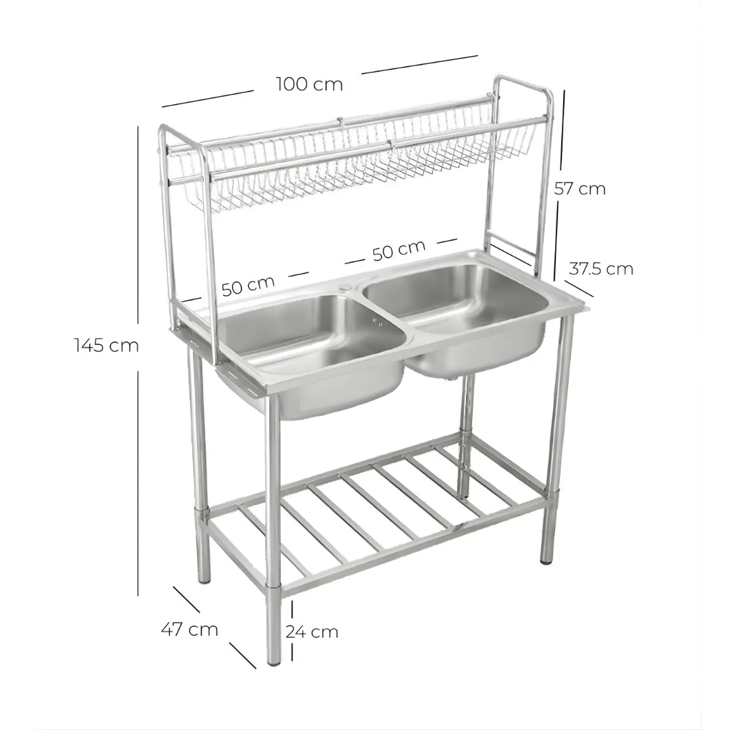 Lavadero Doble Poza de Acero Inoxidable con Escurridor Superior - SG-10050B1 3