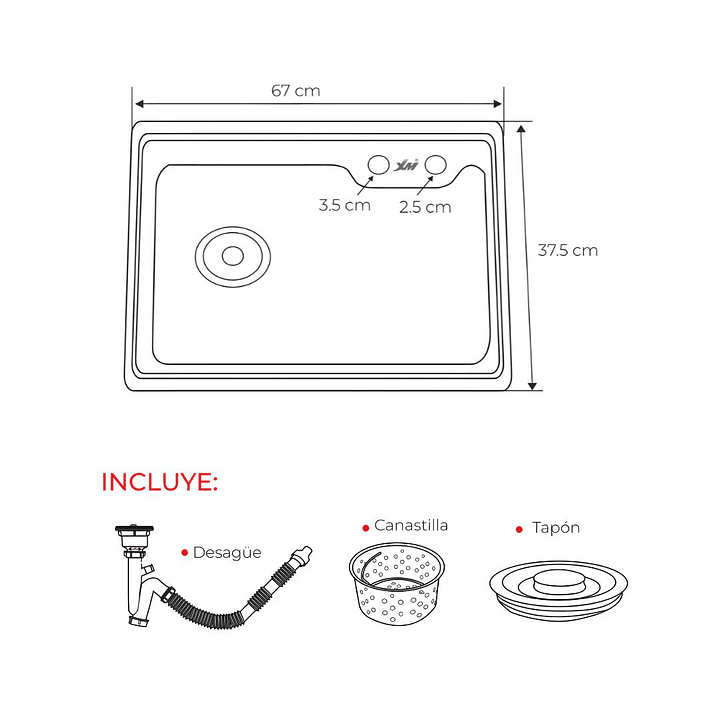 Lavadero 1 Poza de Acero Inoxidable con Rack Escurridor – SG-7545AR1 4