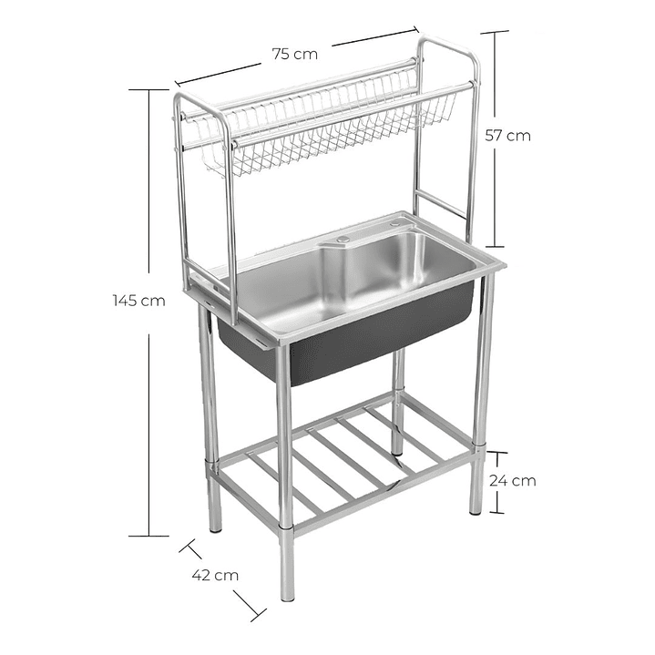 Lavadero 1 Poza de Acero Inoxidable con Rack Escurridor – SG-7545AR1 3