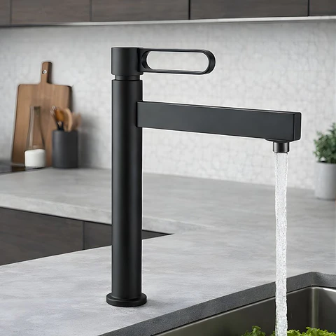Llave de Agua Fría Alta Negro Mate - L3019A01