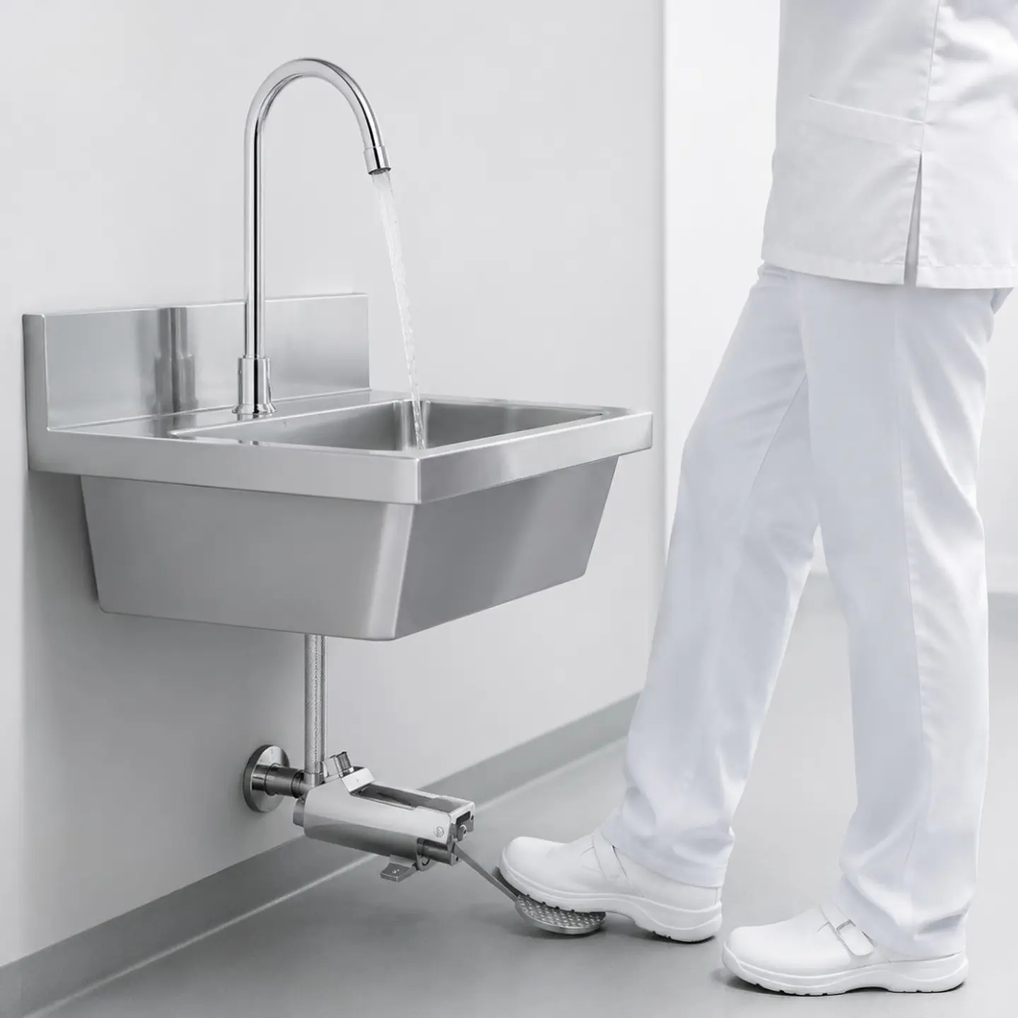 Grifería para hospital con Kit de Pedal Accionador 2