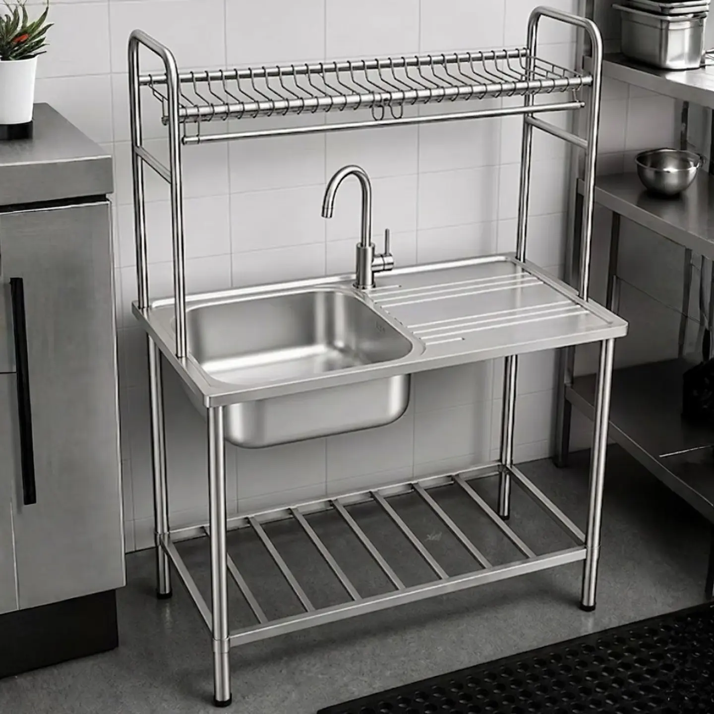 Lavadero Doble Posa de Cocina con Soporte 2