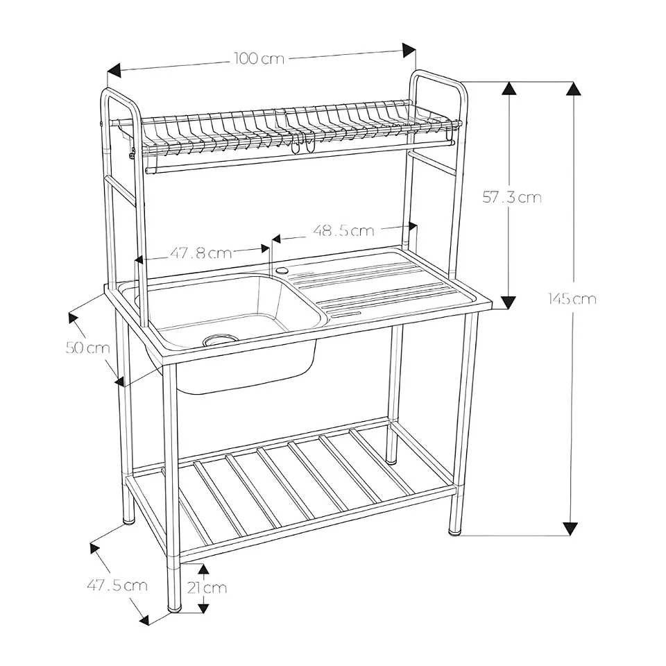 Lavadero Doble Posa de Cocina con Soporte 3