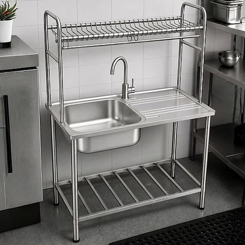 Lavadero de Acero Inoxidable de Cocina con Soporte