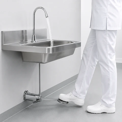 Grifería de Hospital con Kit de Pedal Accionador