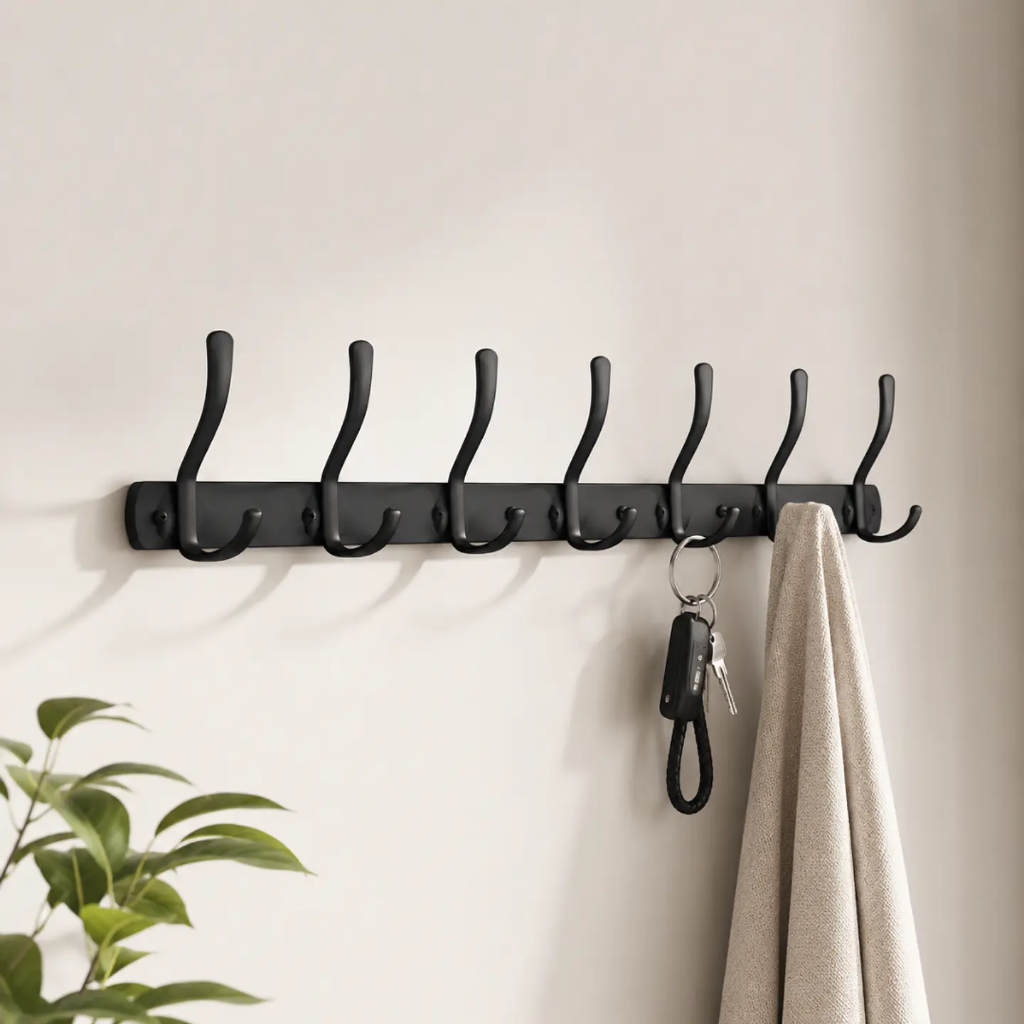 Perchero Multiple de Baño Negro para Pared 2