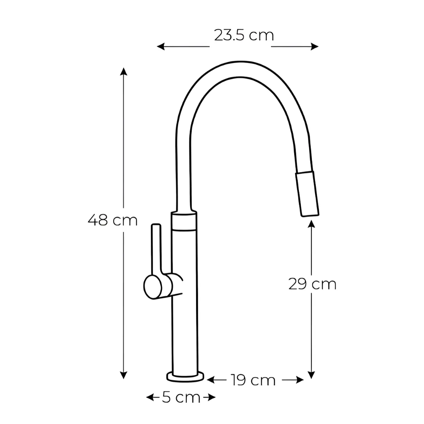 Mezcladora Negra para Cocina Monocomando Cuello Ganso 3