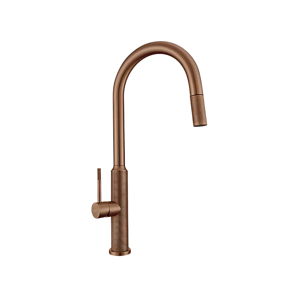 Mezcladora Dorado Rosa para Cocina Monocomando Cuello Ganso 1