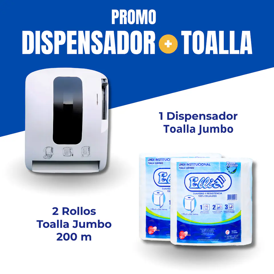 Combo Dispensador con Palanca + 2 Rollos Jumbo 1