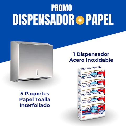 Combo Dispensador Acero + 5 Toalla Interfoliada Ariess