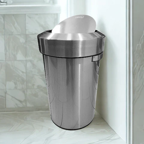 Tacho Acero Inoxidable con Tapa Giratoria de 70 Litros