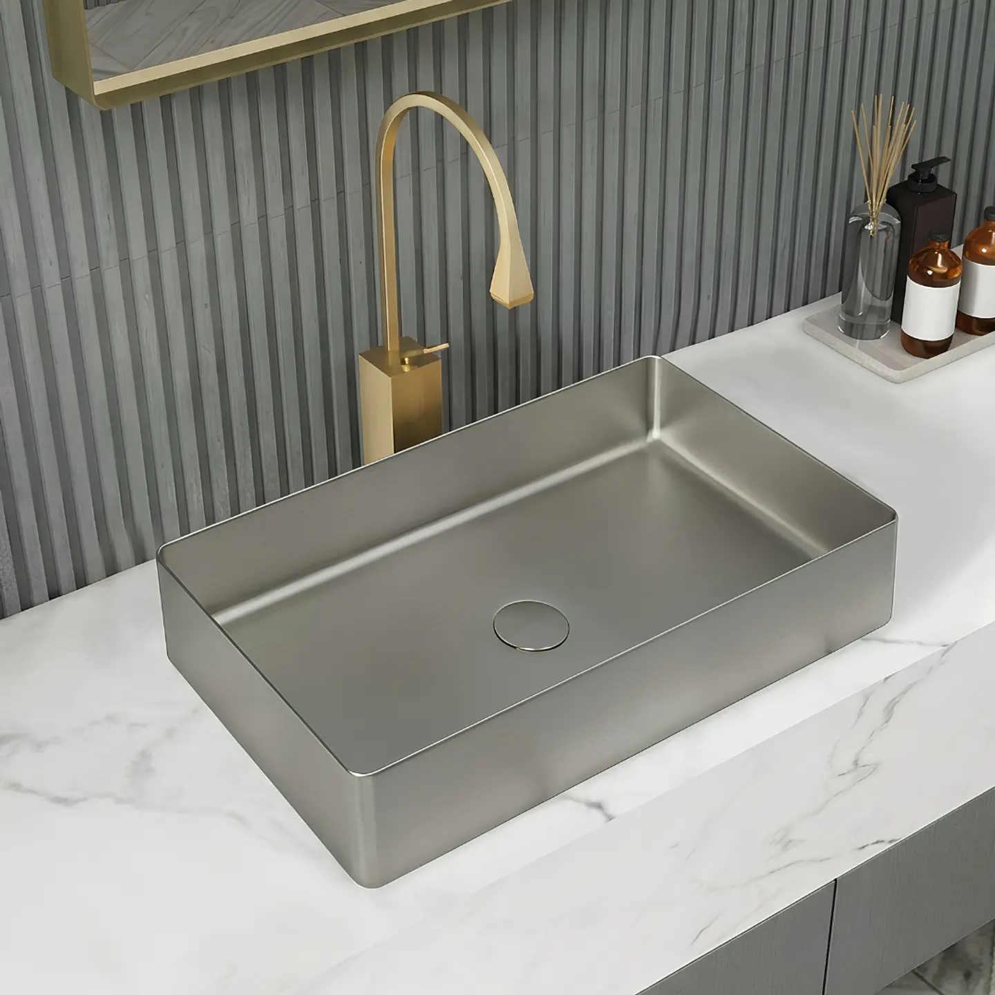 lavamanos Rectangular de Acero Inoxidable Plomo 2