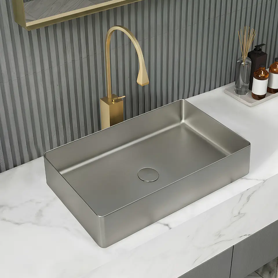 lavamanos Rectangular de Acero Inoxidable Plomo 2