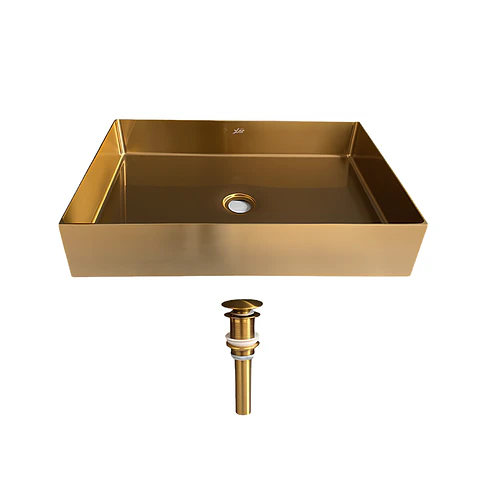 lavamanos Rectangular de Acero Inoxidable Dorado