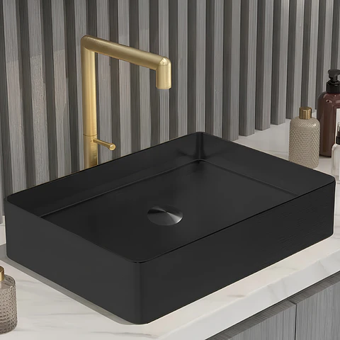 lavamanos Rectangular de Acero Inoxidable negro