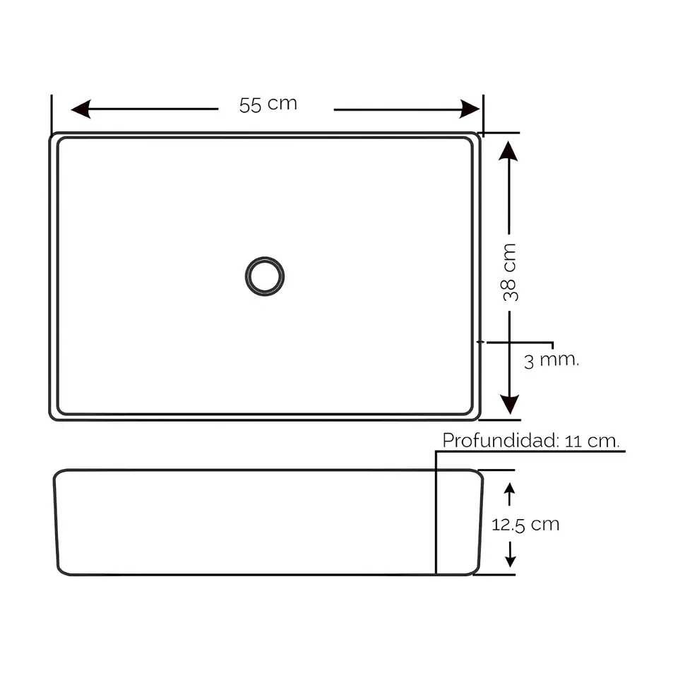lavamanos Rectangular de Acero Inoxidable negro 5