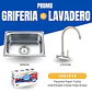Combo Lavadero de Acero Inoxidable + Grifería de Cocina + Papel Toalla Ariess - Miniatura 1