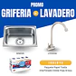 Combo Lavadero de Acero Inoxidable + Grifería de Pared + Papel Toalla Ariess - Miniatura 1