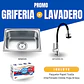 Combo Lavadero de Acero Inoxidable + Grifería Flexible + Papel Toalla Ariess - Miniatura 1