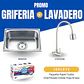 Combo Lavadero WS6045 + Grifería Flexible Cromada JZ304088 + Papel Toalla Ariess - Miniatura 1