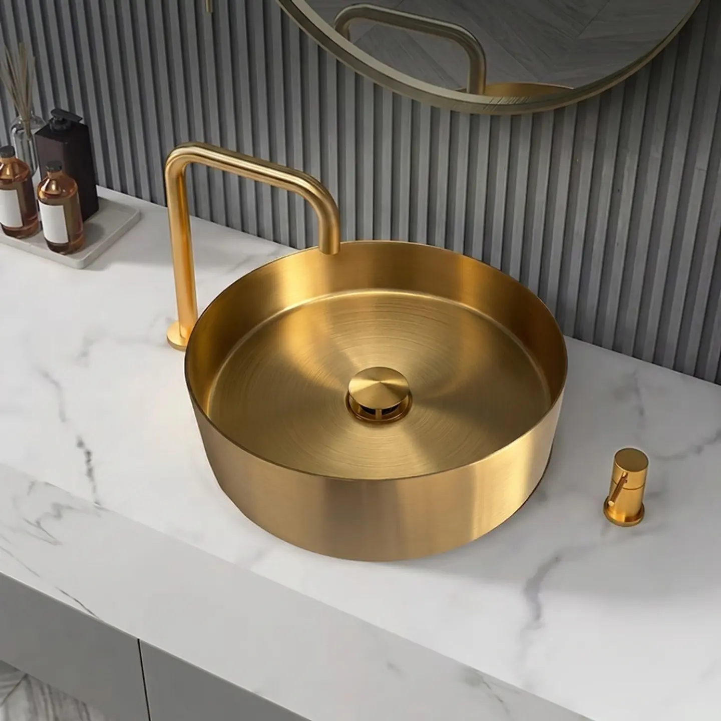 lavamanos Bowl de Acero Inoxidable Dorado 2