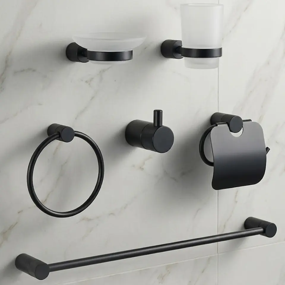 Kit de Baño Elegante 6 Piezas Dorado Cepillado en Acero 304 2