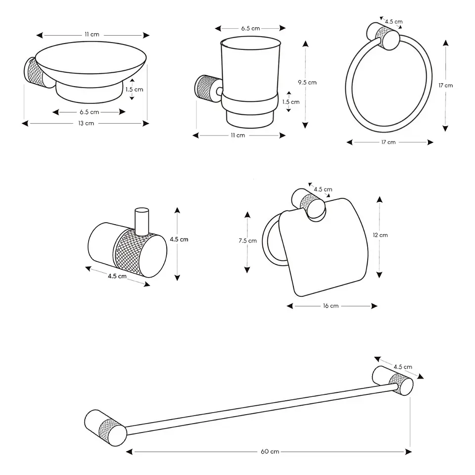 Kit de Baño Elegante 6 Piezas Dorado Cepillado en Acero 304 3