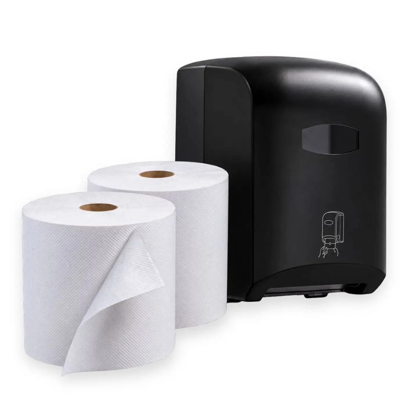 Dispensador  Autocorte Negro para Papel Toalla Jumbo  + 2 Papel Toalla 200 mts 1